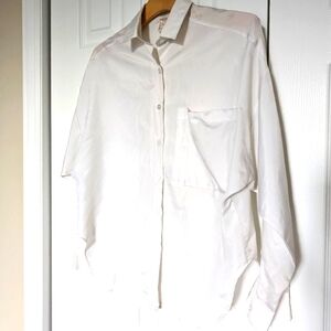 Vtg White Silky Dress Shirt. Medium.